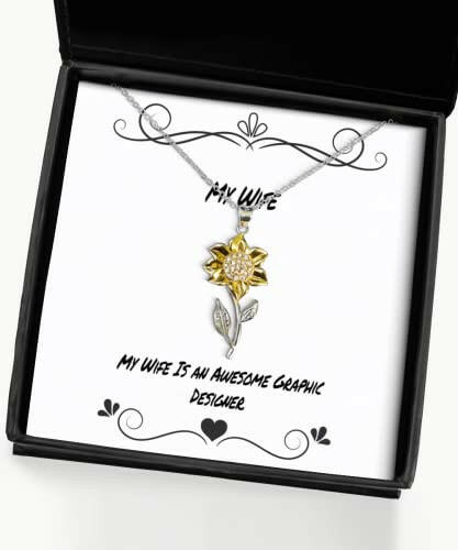 my wife is an awesome graphic designer wife sunflower pendant necklace love wife gifts for
