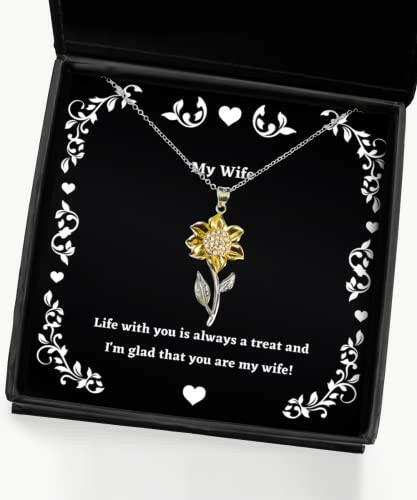 wife gifts for wife life with you is always a treat and im glad that you are my perfect wife sunflower pendant necklace from husband