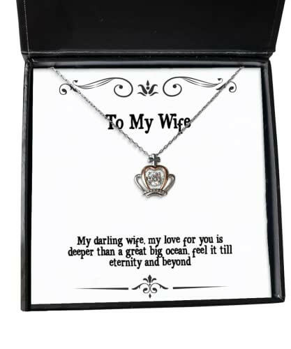 nice wife crown pendant necklace my darling wife my love for you is deeper than a great big present for wife funny from husband