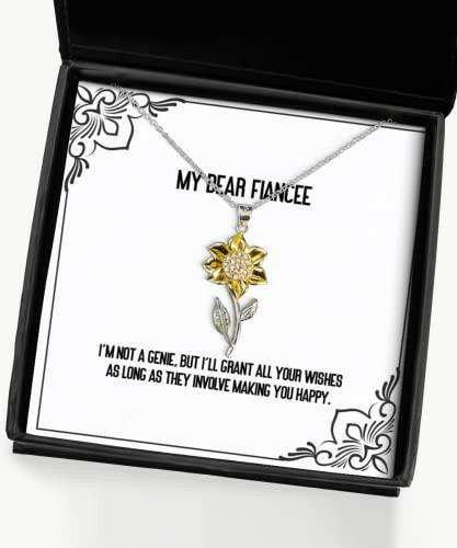 gag fiancee sunflower pendant necklace im not a genie but ill grant all your wishes as long present for joke gifts from gift for fiance funny gift for fiance gift for fiancee