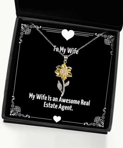 unique wife sunflower pendant necklace my wife is an awesome real estate agent present for brilliant from husband