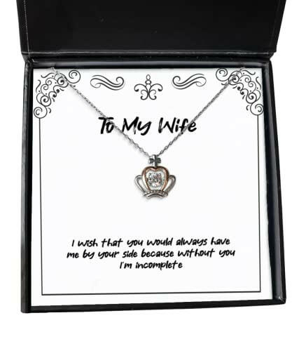 cute wife crown pendant necklace i wish that you would always have me by your side for wife present from husband jewelry for wife