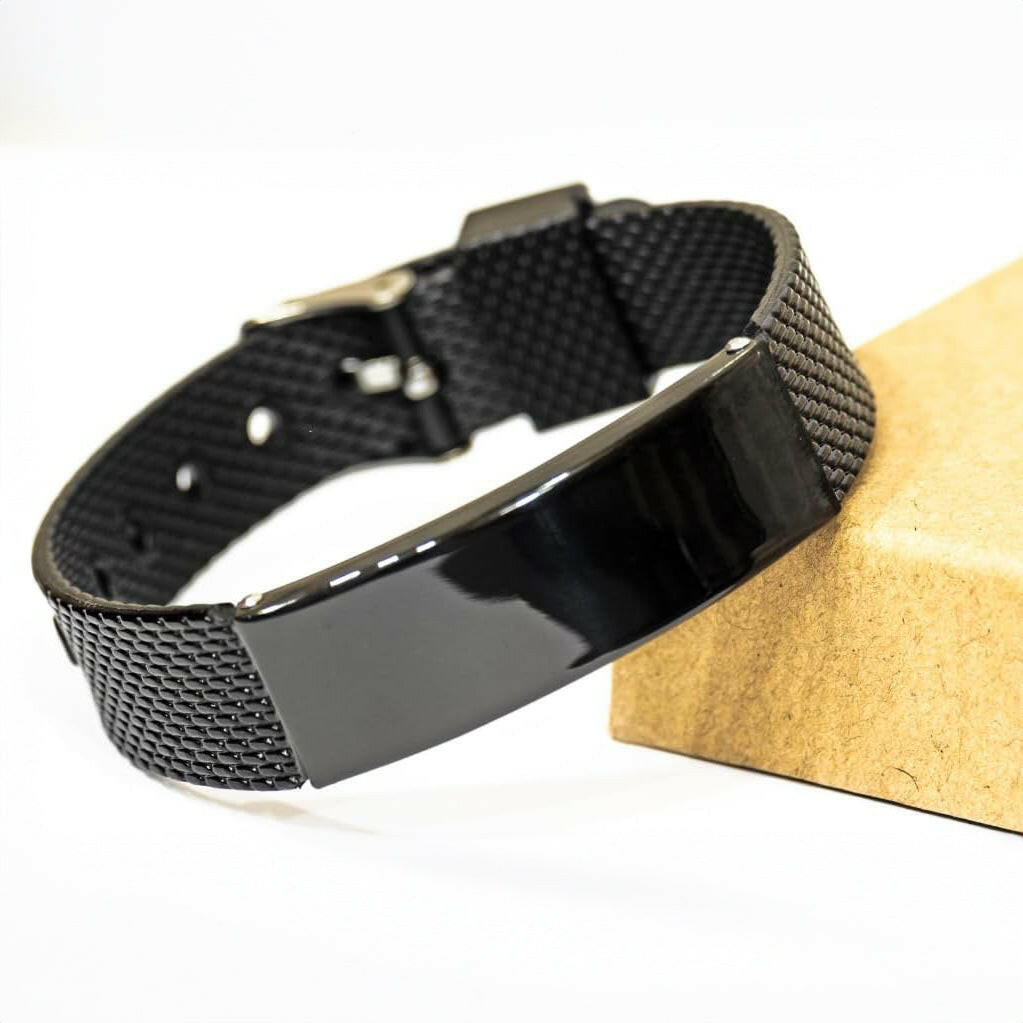 customizable black shark mesh bracelet