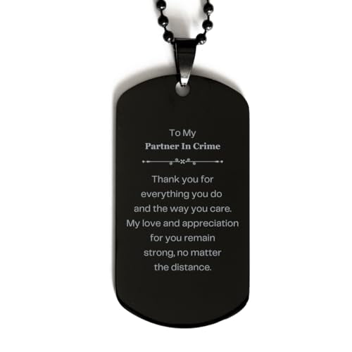 amangny partner in crime black dog tag engraved appreciation gifts for birthday christmas and graduation