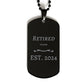 retired coach est 2024 engraved black dog tag for coach appreciation and graduation gifts
