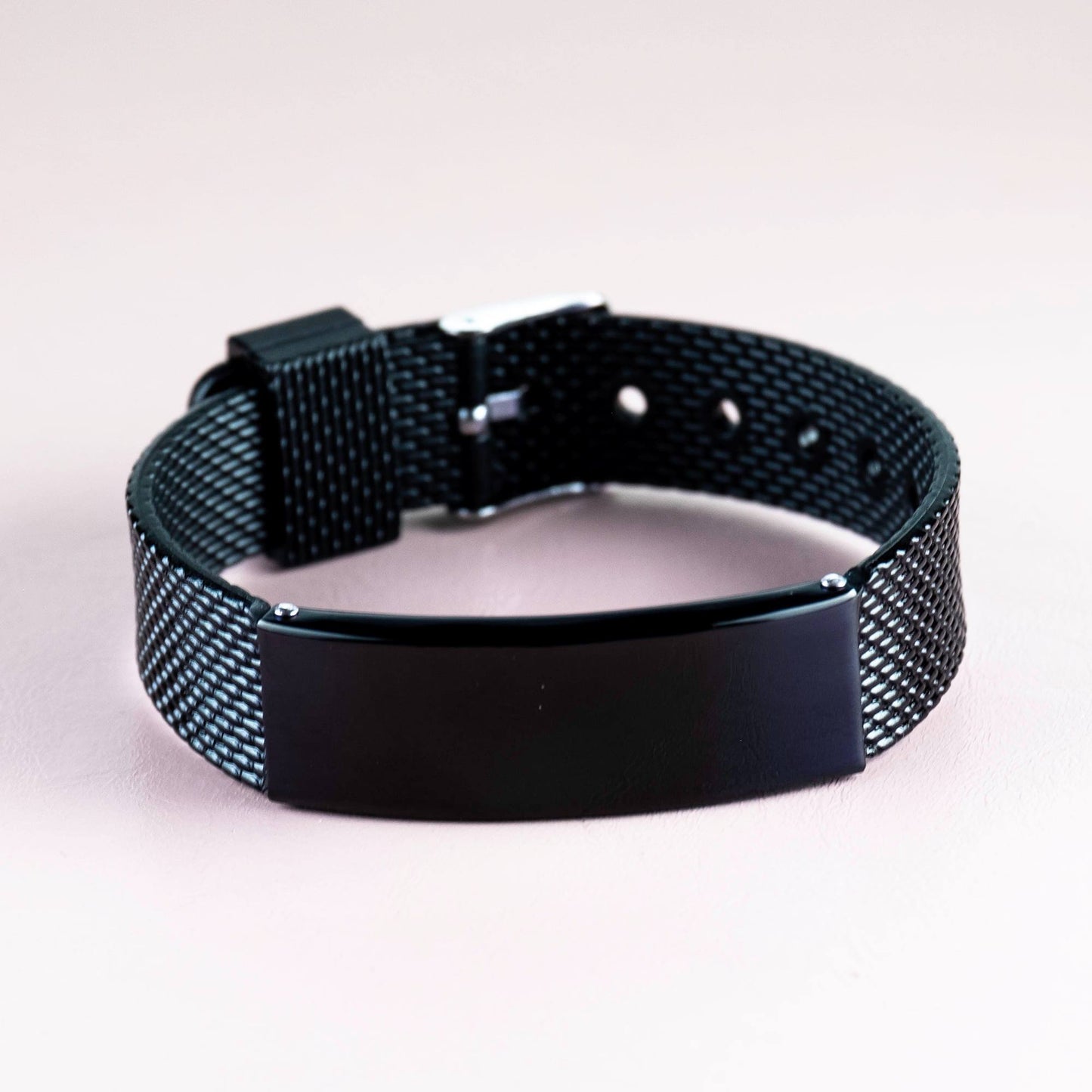 urable Black Stainless Steel Shark Mesh Bracelet – Adjustable Fit