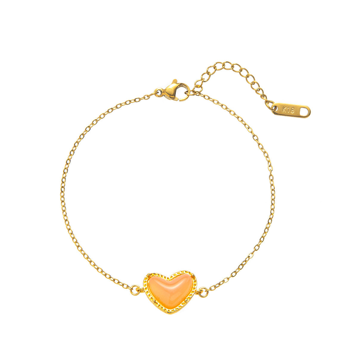 Love Necklace for Women - Adjustable Peach Heart Natural Stone Clavicle Chain