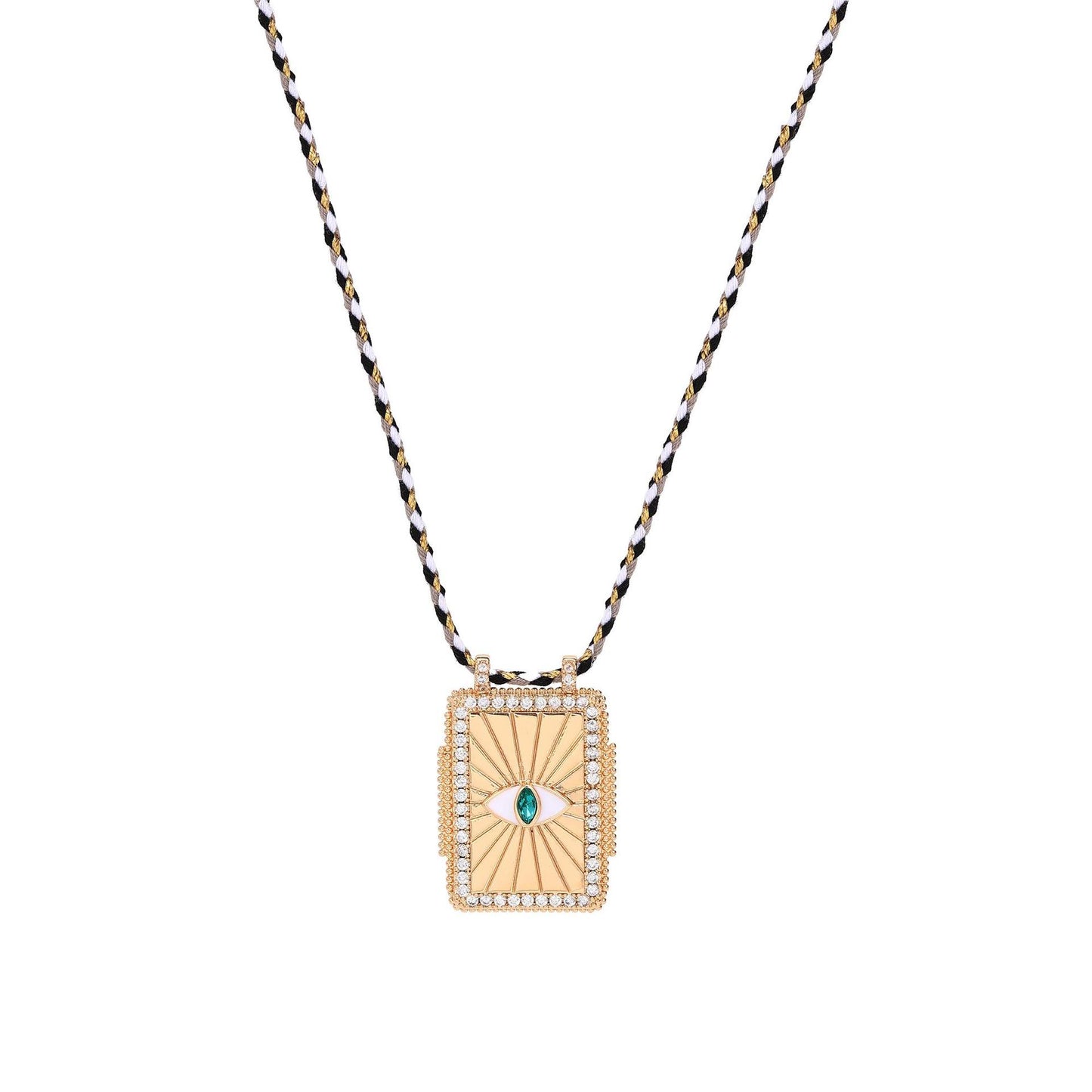 Retro Style Tarot Card Necklace - Sun Moon Star Design - Copper & Gemstone