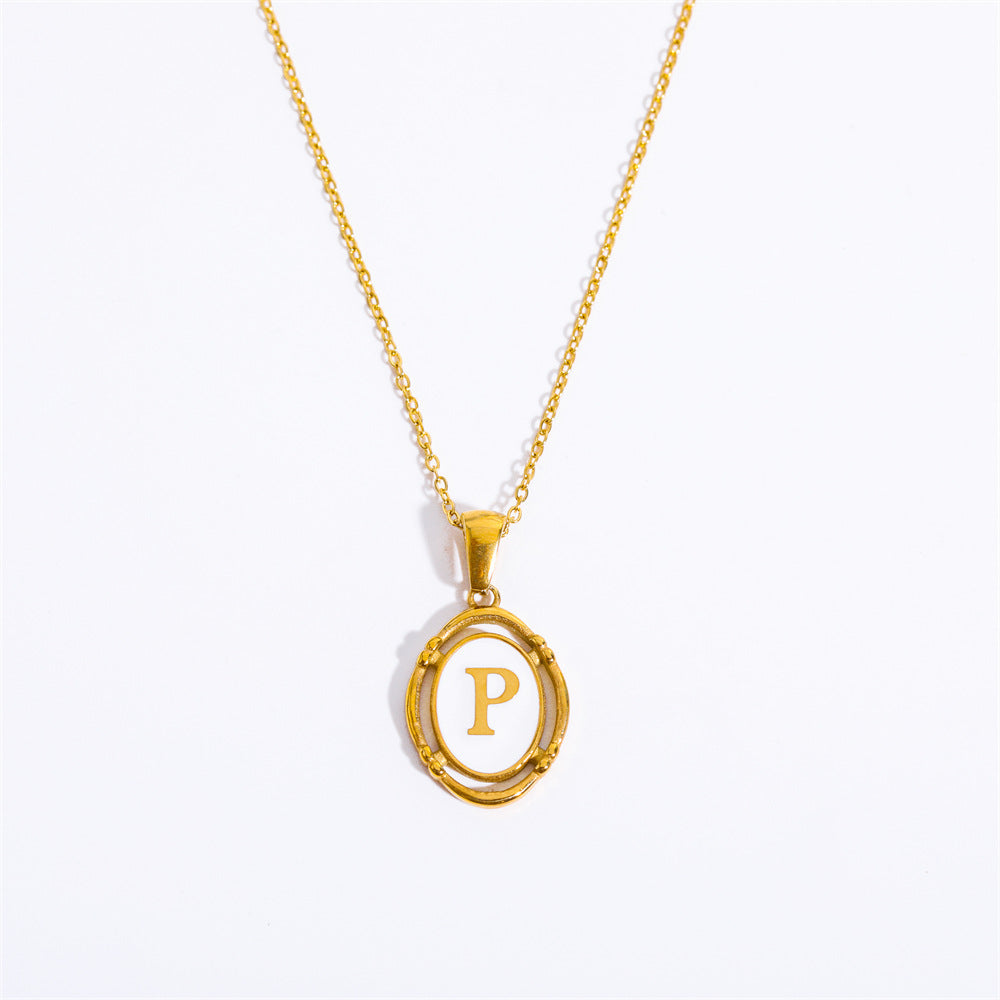 26 Letter Initial Pendant Necklace - Gold-Plated O-Shaped Chain