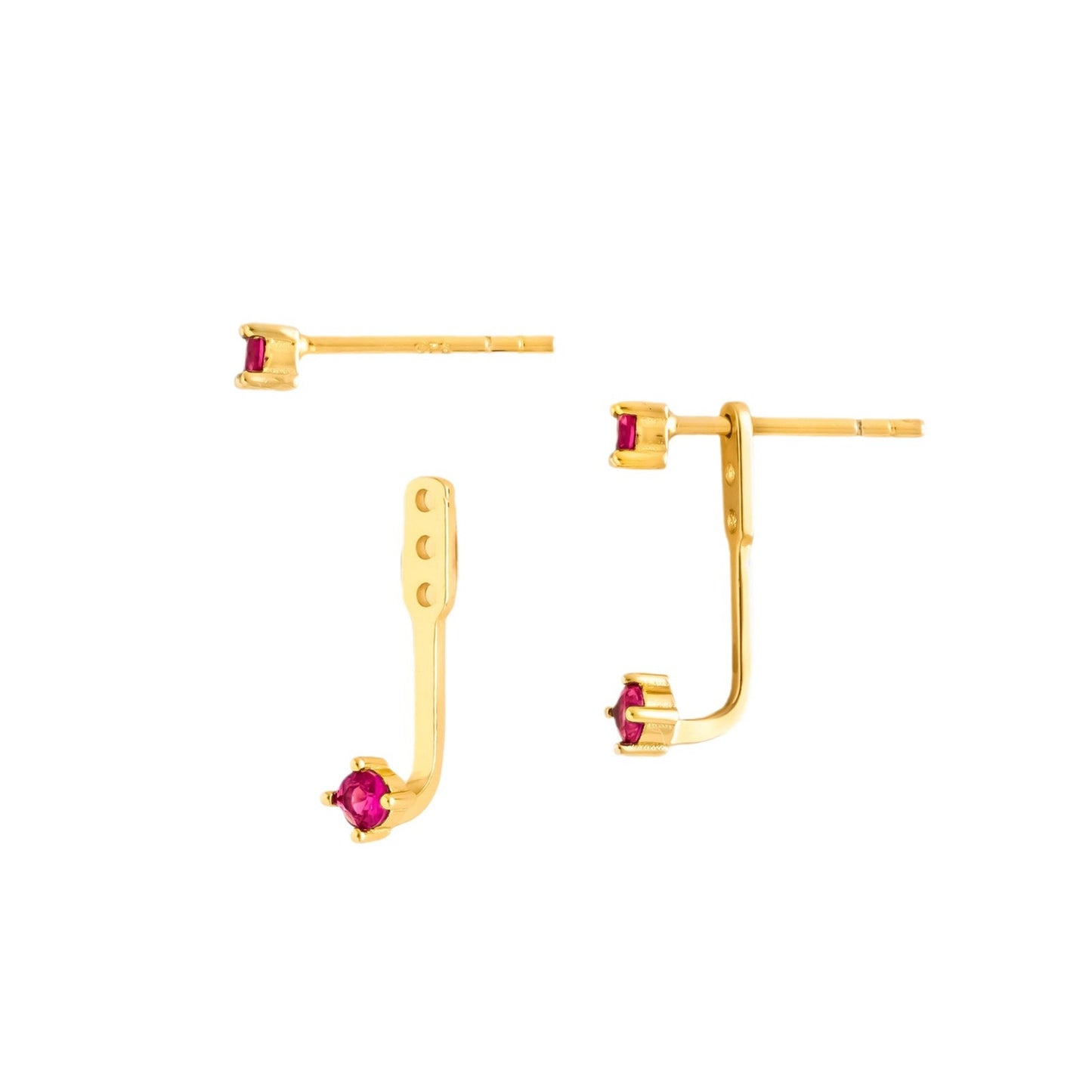 Stunning U-Shaped 12 Birthstone Stud Earrings - 18K Gold Plated Copper Gift