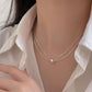 S925 Sterling Silver Double-Layered Small Fortune Bead Necklace – Simple Geometric Clavicle Chain