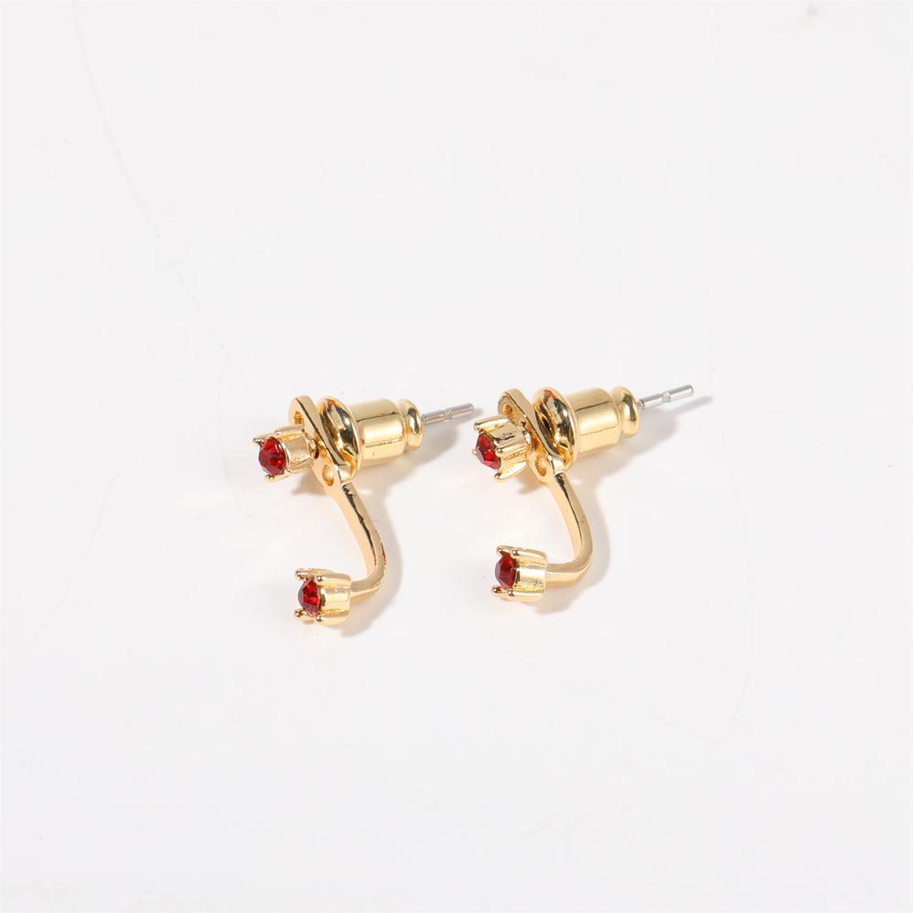 Stunning U-Shaped 12 Birthstone Stud Earrings - 18K Gold Plated Copper Gift