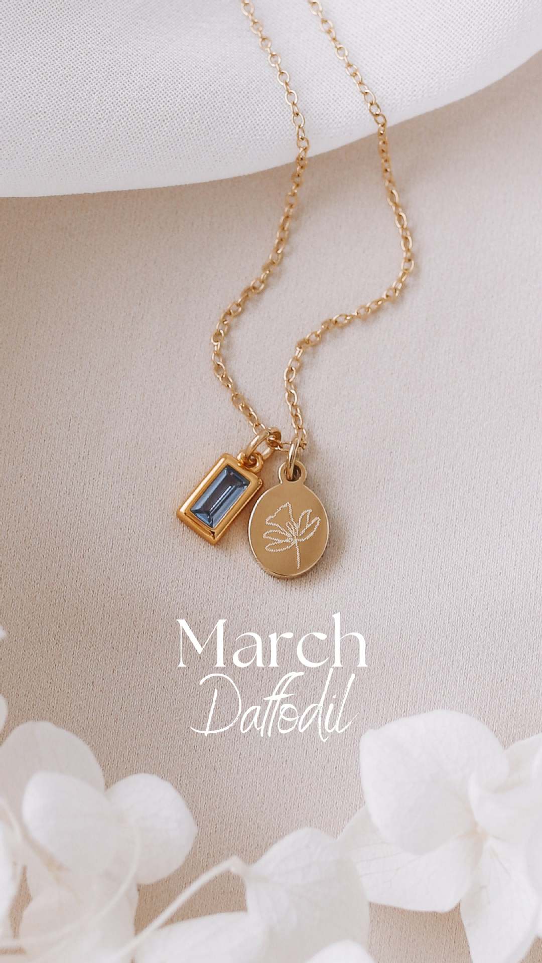 Birth Flower Necklace with Birthstone, Personalized Jewelry for Her, Moms Birthday Gift, Birthstone Jewelry, Flower Pendant Gift