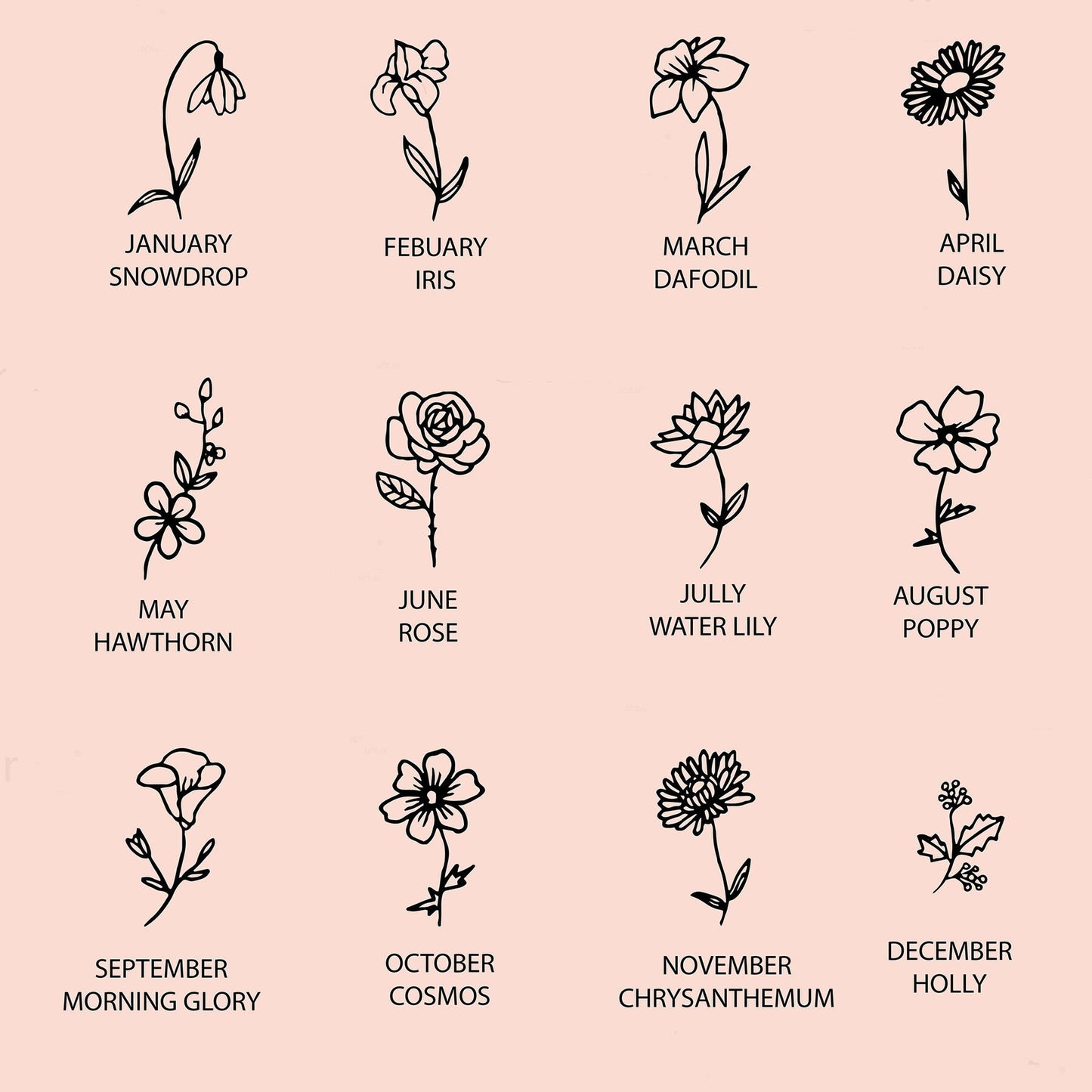 Personalized Birth Flower Necklace, Custom Birthstone Jewelry, Unique Gift for Mom, Flower Girl Gift, Birth Month Keepsake