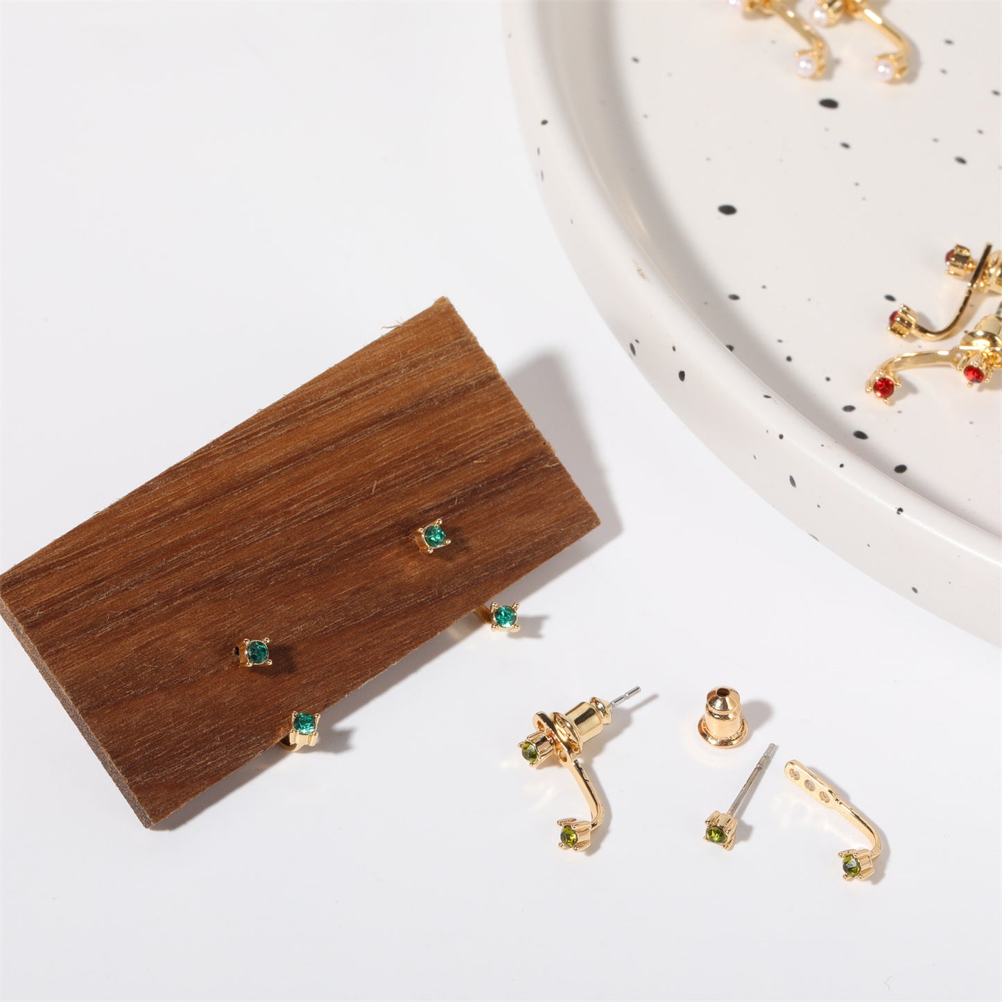 Stunning U-Shaped 12 Birthstone Stud Earrings - 18K Gold Plated Copper Gift