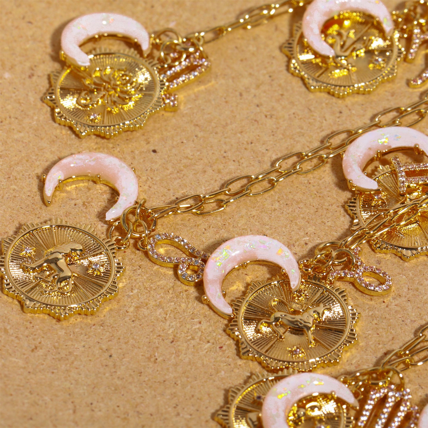 Zodiac Pendant Necklace, Astrological Sign Jewelry, Moon & Constellation Opal Charm, 12 Zodiac Runes, Gift for Her