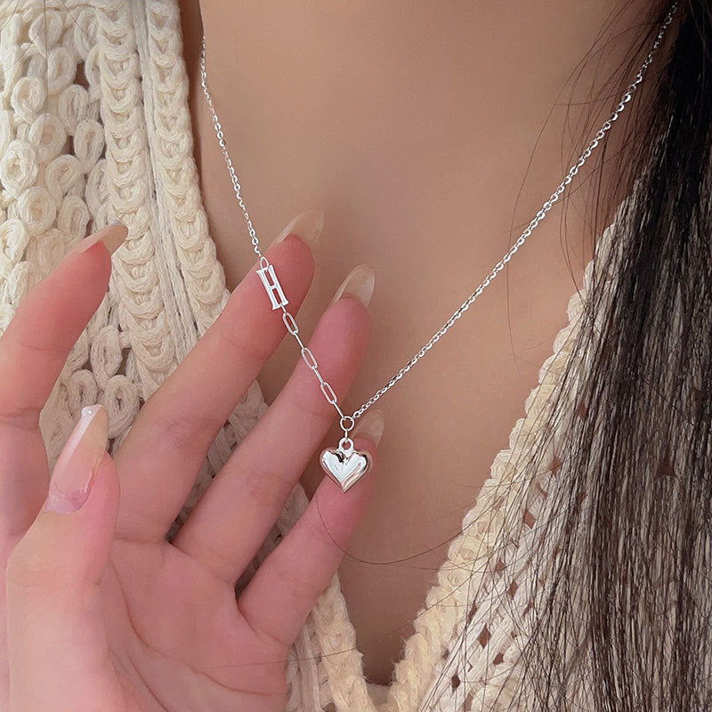 S925 Sterling Silver Heart Necklace - Classic Love Clavicle Chain for Women