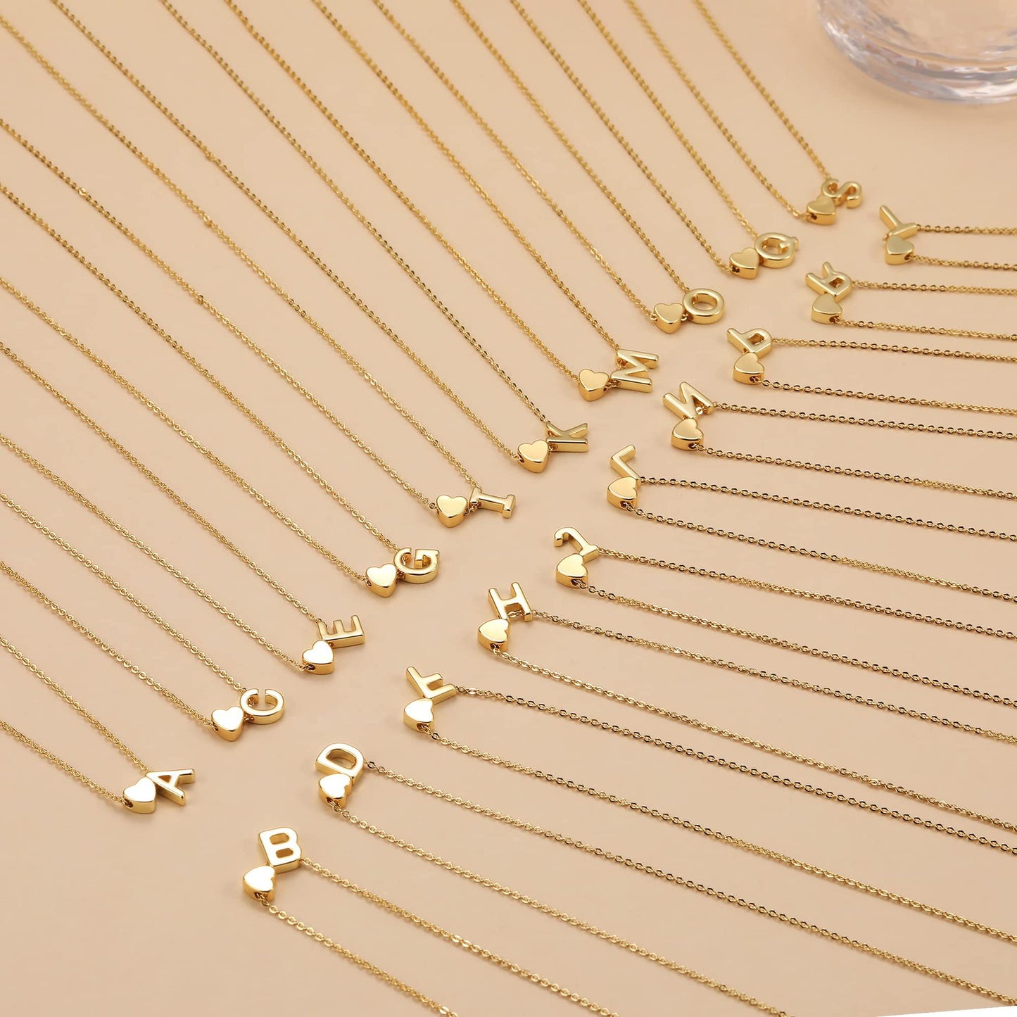 14K Gold Heart Initial Necklace, Love Letter Pendant, Personalized Name Jewelry, Meaningful Gift for Mom, Initial Necklace