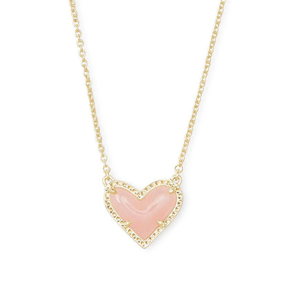 Love Necklace for Women - Adjustable Peach Heart Natural Stone Clavicle Chain