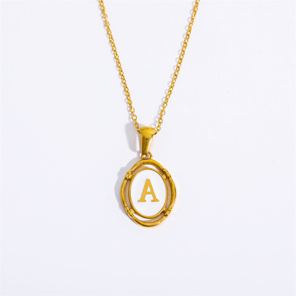 26 Letter Initial Pendant Necklace - Gold-Plated O-Shaped Chain