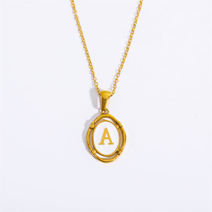26 Letter Initial Pendant Necklace - Gold-Plated O-Shaped Chain