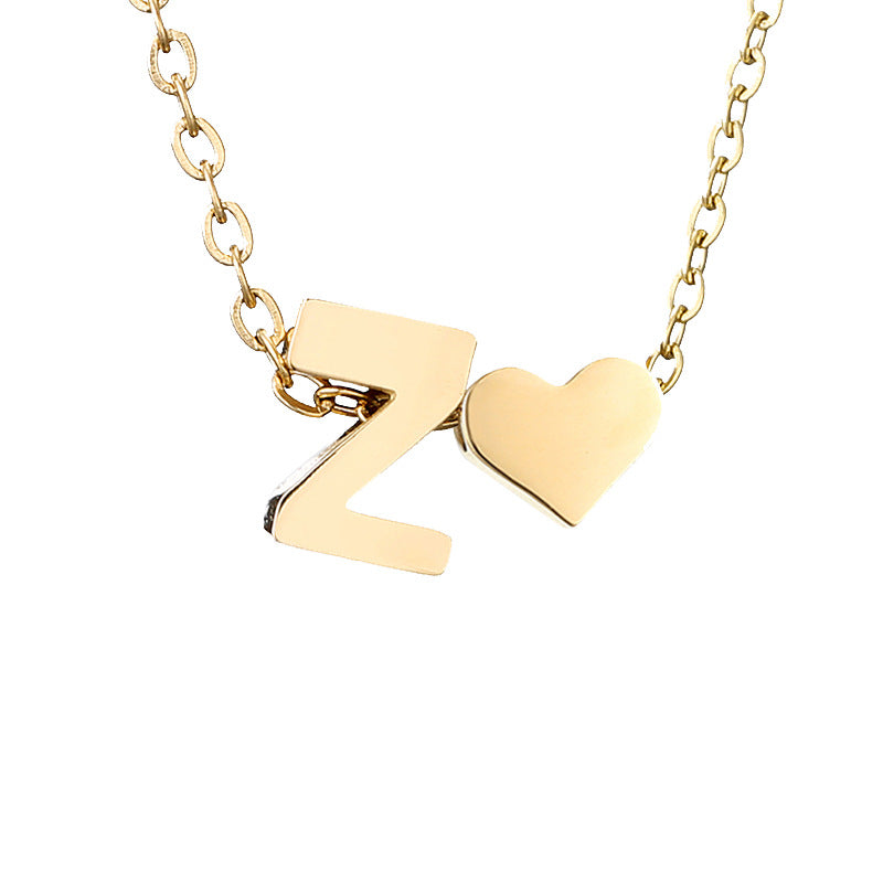 14K Gold Heart Initial Necklace, Love Letter Pendant, Personalized Name Jewelry, Meaningful Gift for Mom, Initial Necklace