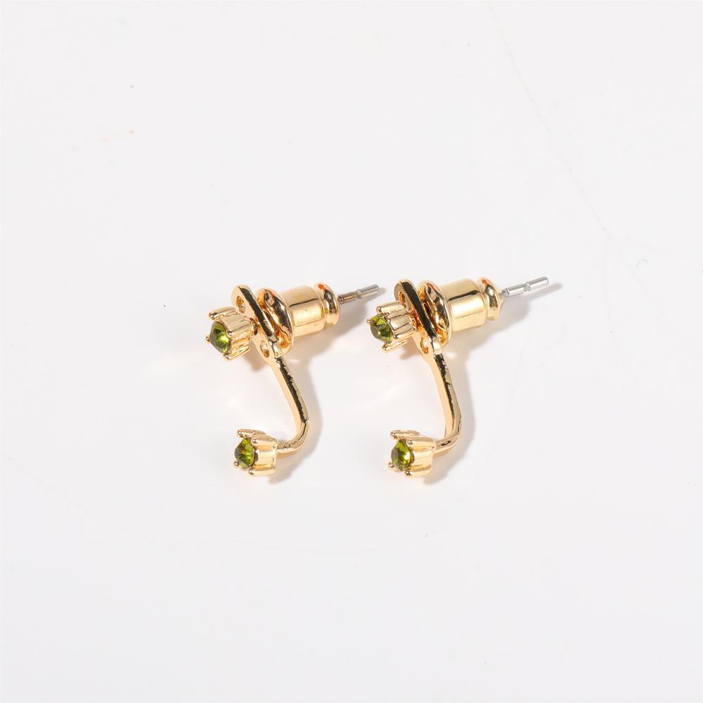Stunning U-Shaped 12 Birthstone Stud Earrings - 18K Gold Plated Copper Gift