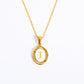 26 Letter Initial Pendant Necklace - Gold-Plated O-Shaped Chain