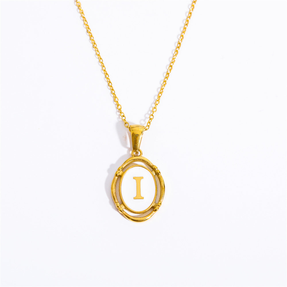 26 Letter Initial Pendant Necklace - Gold-Plated O-Shaped Chain