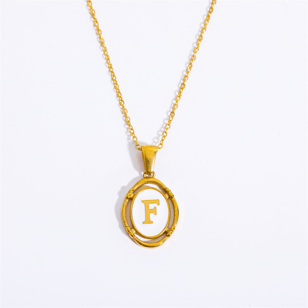 26 Letter Initial Pendant Necklace - Gold-Plated O-Shaped Chain