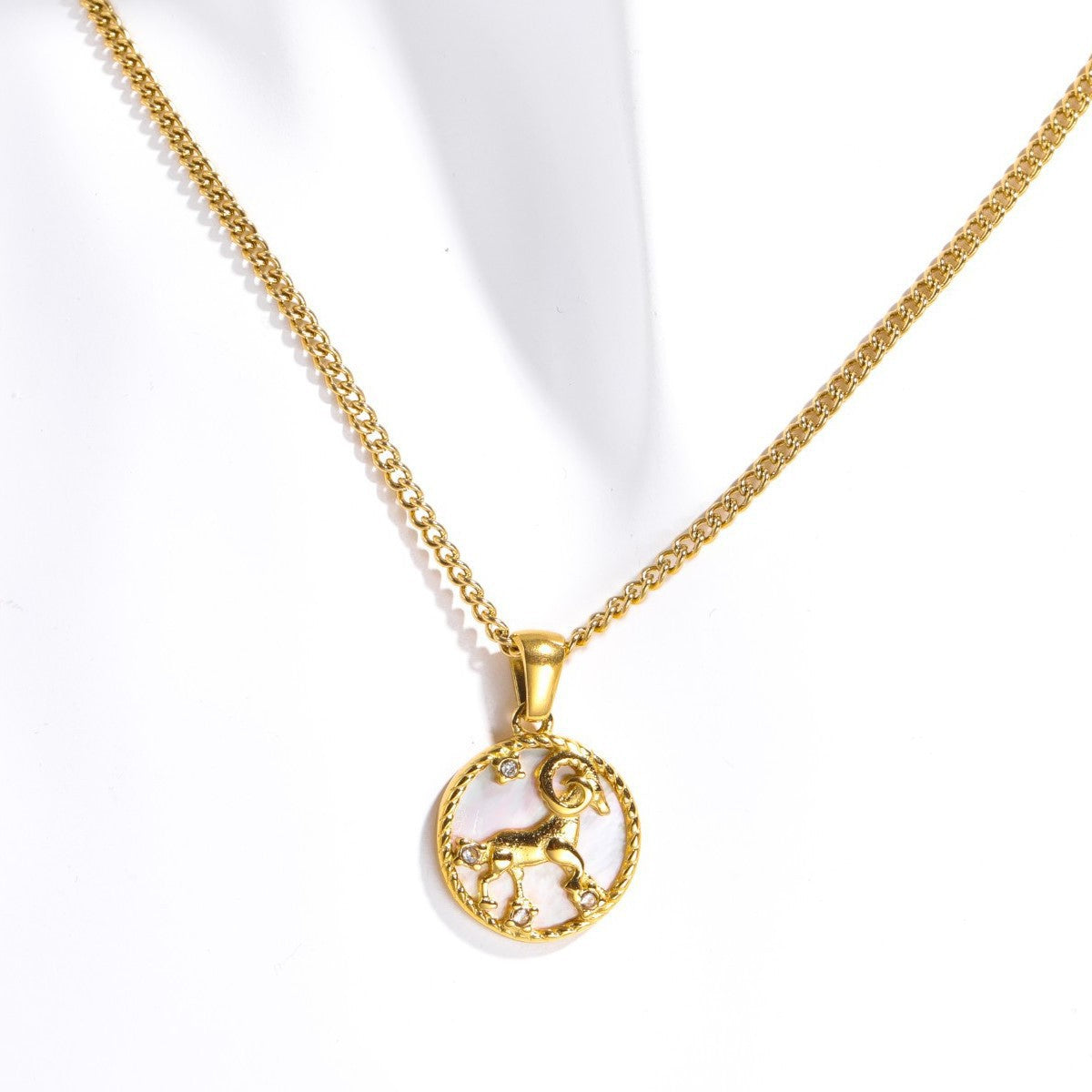 12 Constellations Necklace | Titanium Steel Coin Pendant | 18K Gold Plated | O-shaped Chain | Zodiac Jewelry | Perfect Gift