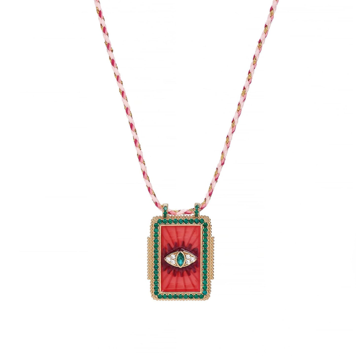 Retro Style Tarot Card Necklace - Sun Moon Star Design - Copper & Gemstone