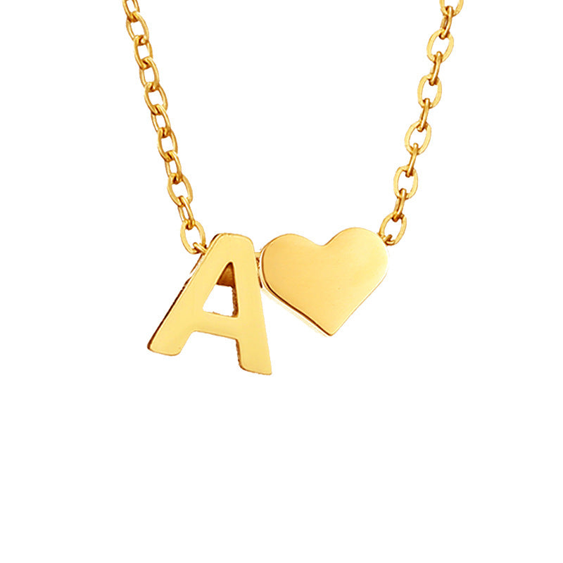 14K Gold Heart Initial Necklace, Love Letter Pendant, Personalized Name Jewelry, Meaningful Gift for Mom, Initial Necklace