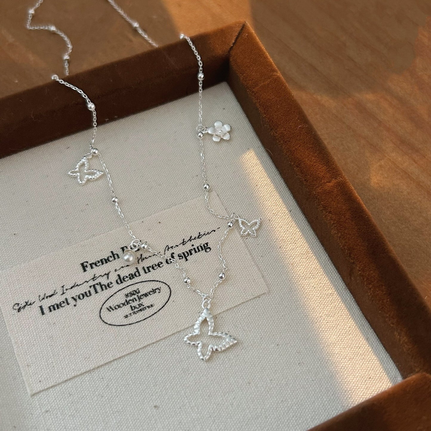 S925 Sterling Silver Butterfly Pearl Necklace - Women's Fashion Clavicle Chain