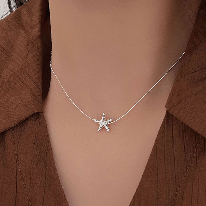 S925 Sterling Silver Minimalist Starfish Necklace - Versatile Women's Choker
