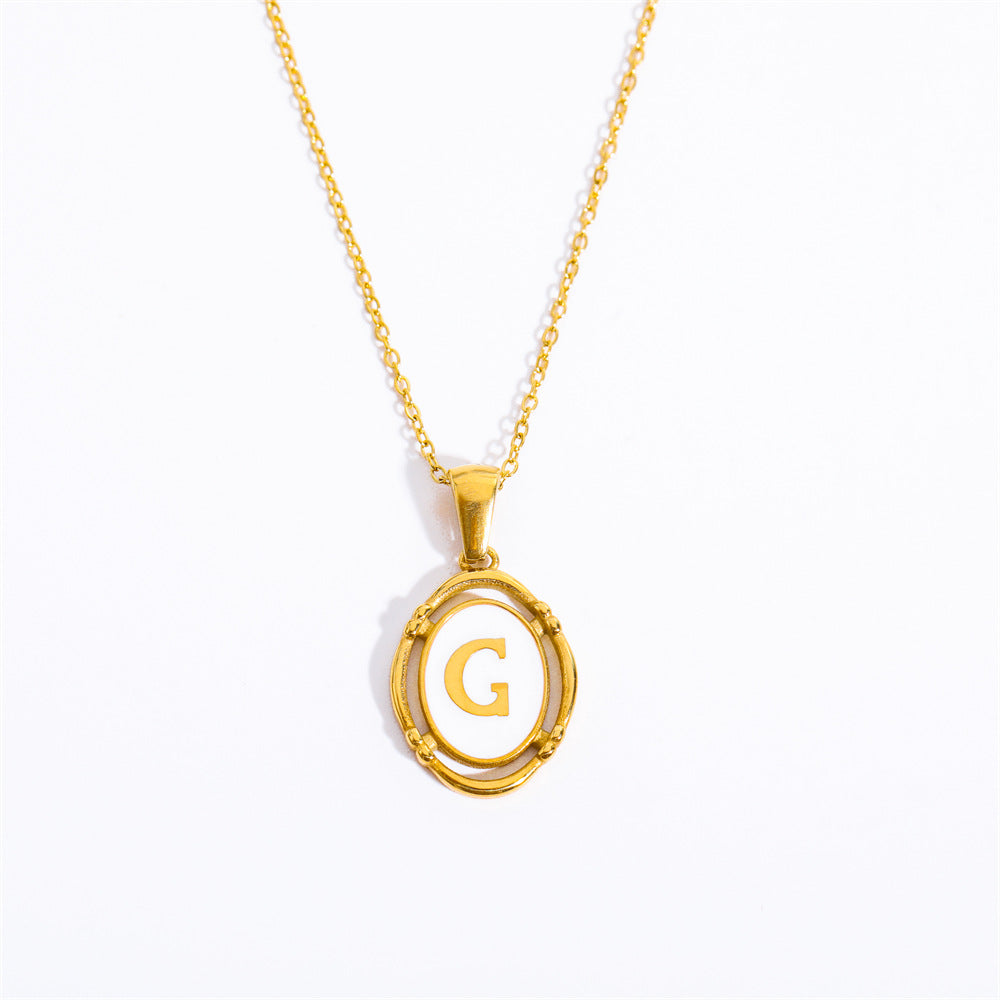 26 Letter Initial Pendant Necklace - Gold-Plated O-Shaped Chain