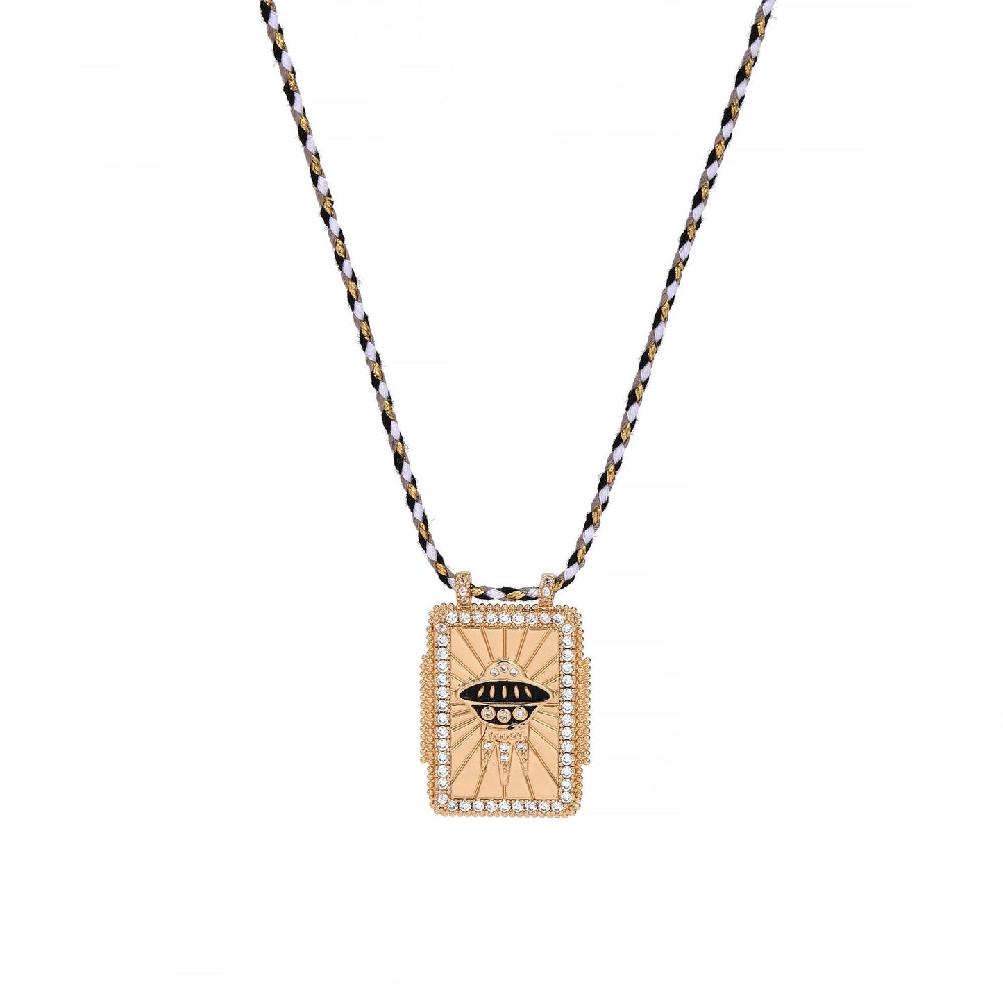 Retro Style Tarot Card Necklace - Sun Moon Star Design - Copper & Gemstone