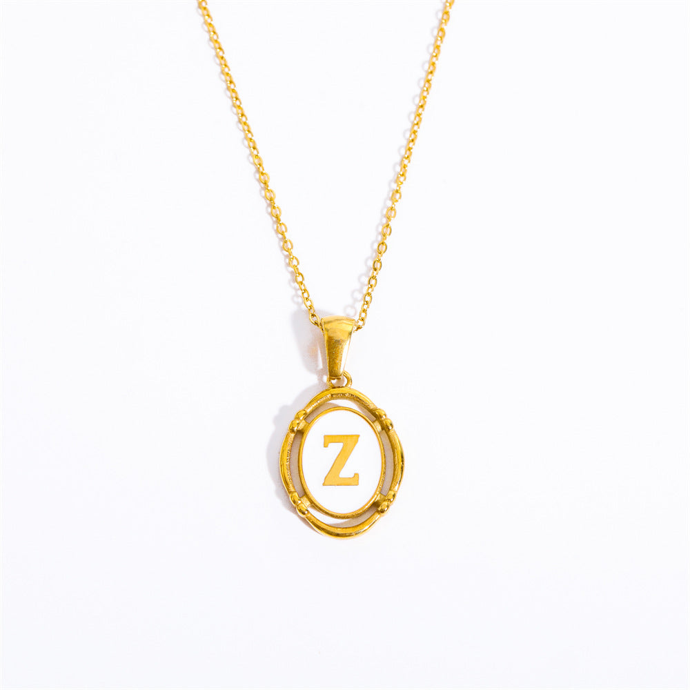 26 Letter Initial Pendant Necklace - Gold-Plated O-Shaped Chain