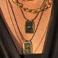 Retro Style Tarot Card Necklace - Sun Moon Star Design - Copper & Gemstone