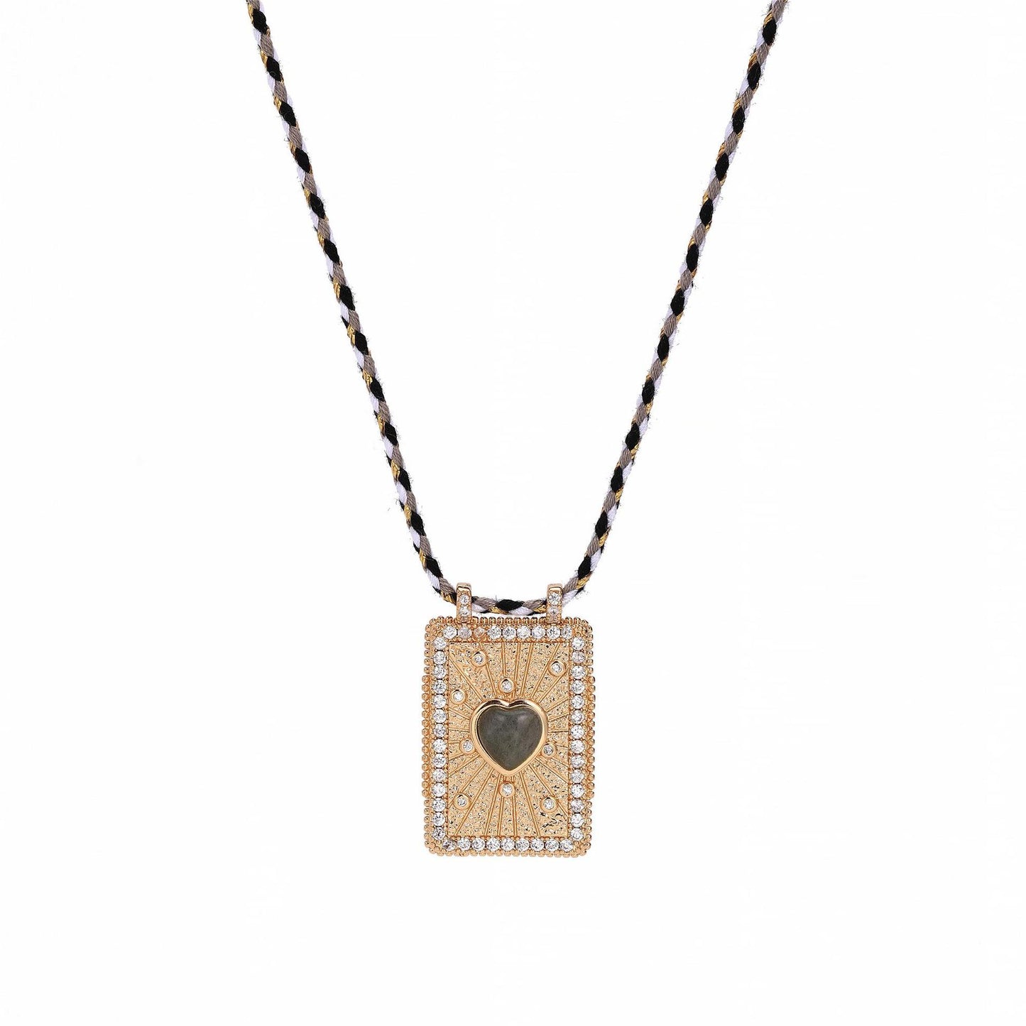 Retro Style Tarot Card Necklace - Sun Moon Star Design - Copper & Gemstone