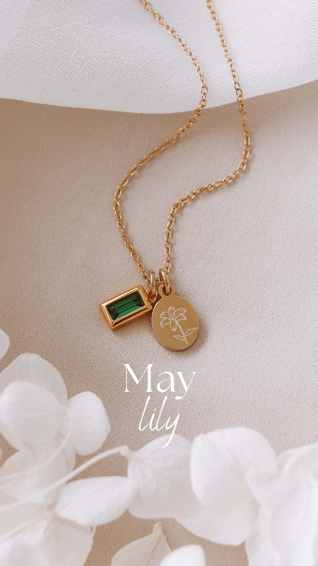 Birth Flower Necklace with Birthstone, Personalized Jewelry for Her, Moms Birthday Gift, Birthstone Jewelry, Flower Pendant Gift