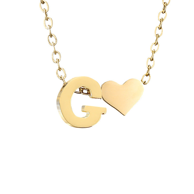14K Gold Heart Initial Necklace, Love Letter Pendant, Personalized Name Jewelry, Meaningful Gift for Mom, Initial Necklace