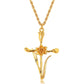 18K Gold Plated Cross Necklace, Birth Flower Pendant, 3D Floral Design, Adjustable O-Shaped Chain, Perfect Mother's Day Gift