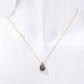 Pear Drop Zircon Birthstone Necklace  18K Gold Plated Titanium Steel