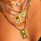 Retro Style Tarot Card Necklace - Sun Moon Star Design - Copper & Gemstone