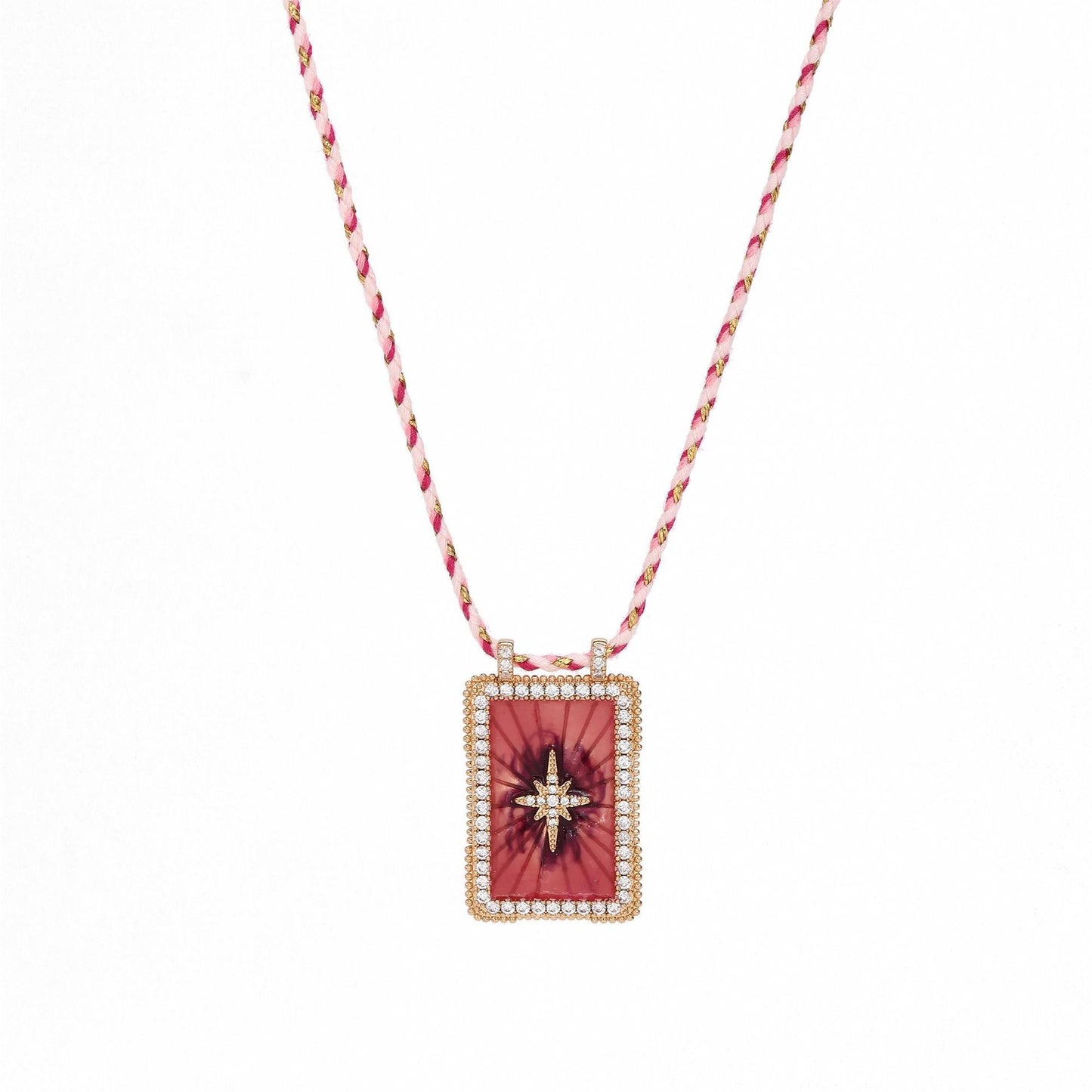 Retro Style Tarot Card Necklace - Sun Moon Star Design - Copper & Gemstone