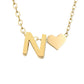 14K Gold Heart Initial Necklace, Love Letter Pendant, Personalized Name Jewelry, Meaningful Gift for Mom, Initial Necklace