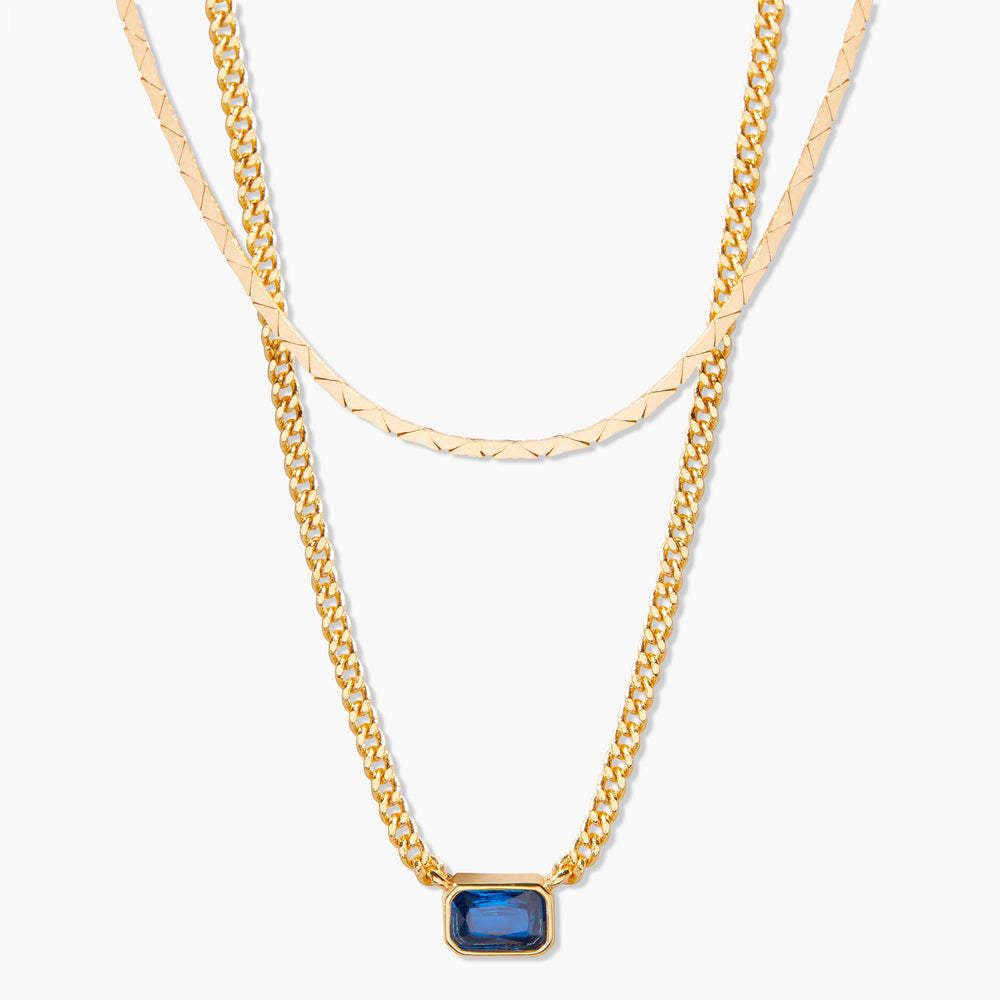 18K Gold Birthstone Pendant Necklace, Duo Layered Gemstone Jewelry, Custom Birthstone Charm, Elegant Gift for Her