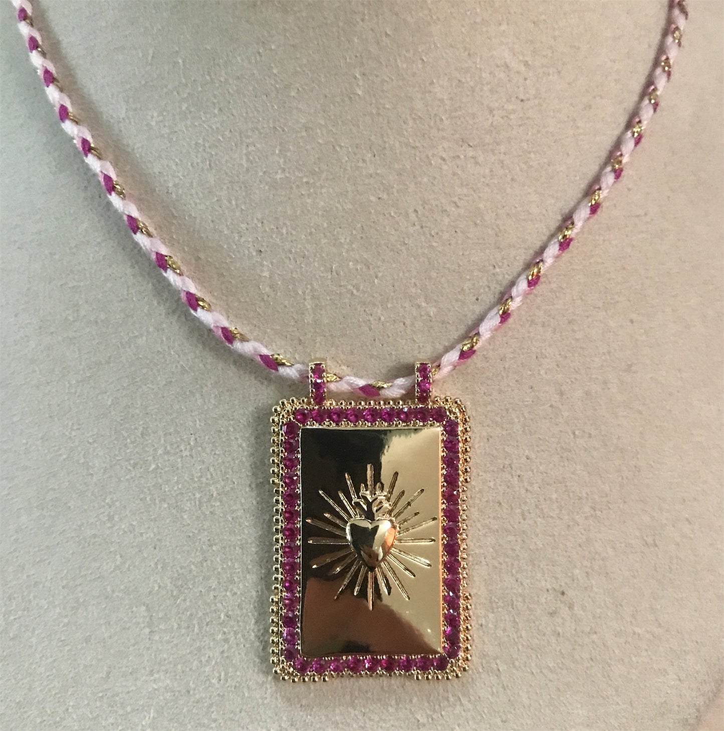 Retro Style Tarot Card Necklace - Sun Moon Star Design - Copper & Gemstone