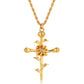 18K Gold Plated Cross Necklace, Birth Flower Pendant, 3D Floral Design, Adjustable O-Shaped Chain, Perfect Mother's Day Gift